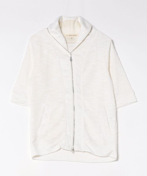 in the attic(インジアティック)の「/in the attic/裏使いカット/ZIP7分袖(Tシャツ/カットソー・メンズ・ブルー/ホワイト・MEDIUM/LARGE)」の1枚目の写真