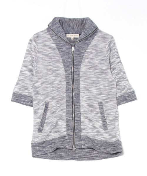 in the attic(インジアティック)の「/in the attic/裏使いカット/ZIP7分袖(Tシャツ/カットソー・メンズ・ブルー/ホワイト・MEDIUM/LARGE)」の2枚目の写真