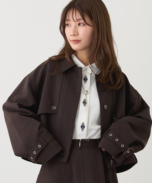 NICOLE CLUB（ニコル　クラブ）の「トレンチ風ショートジャケット（その他アウター・レディース・オフホワイト/グレー/チャコール・MEDIUM）」の3枚目の写真