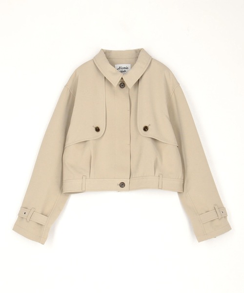 NICOLE CLUB（ニコル　クラブ）の「トレンチ風ショートジャケット（その他アウター・レディース・オフホワイト/グレー/チャコール・MEDIUM）」の5枚目の写真