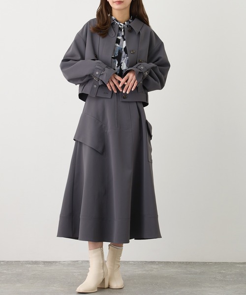 NICOLE CLUB（ニコル　クラブ）の「トレンチ風ショートジャケット（その他アウター・レディース・オフホワイト/グレー/チャコール・MEDIUM）」の19枚目の写真