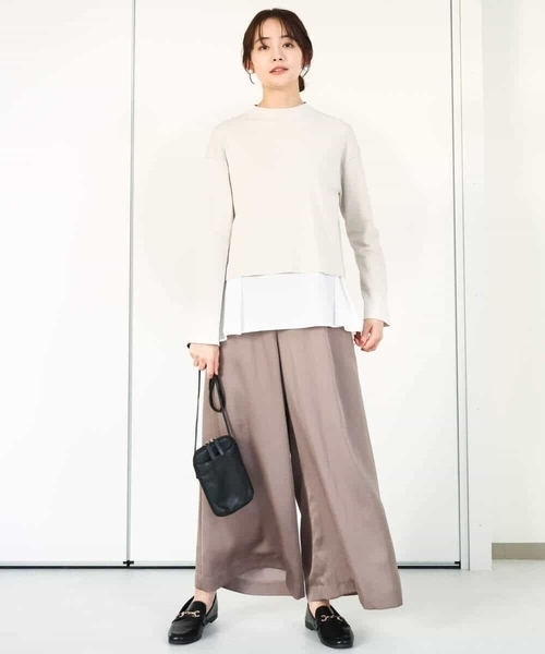 MK MICHEL KLEIN(エムケーミッシェルクラン)の「クロップド丈ラメニット×フレアーデシンタンクトップ アンサンブル/洗える(ニット/セーター・レディース・ライトグレー/アイボリー・38)」の10枚目の写真