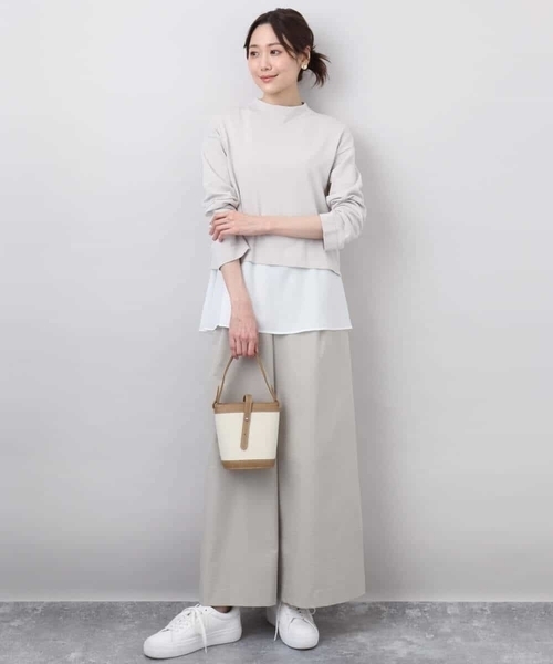 MK MICHEL KLEIN(エムケーミッシェルクラン)の「クロップド丈ラメニット×フレアーデシンタンクトップ アンサンブル/洗える(ニット/セーター・レディース・ライトグレー/アイボリー・38)」の13枚目の写真