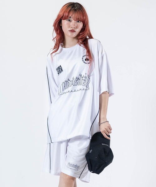 THRASHER（スラッシャー）の「【at】〔THRASHER/スラッシャー〕GAME SHORTS ファイアーパターンロゴ パイピング ゲームショーツ（その他パンツ・メンズ・ホワイト/グリーン/ブラック・MEDIUM/LARGE）」の10枚目の写真