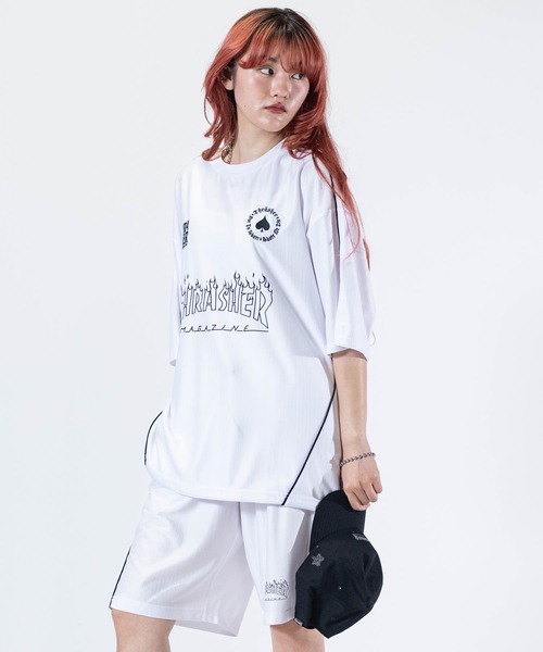 THRASHER（スラッシャー）の「【at】〔THRASHER/スラッシャー〕GAME SHORTS ファイアーパターンロゴ パイピング ゲームショーツ（その他パンツ・メンズ・ホワイト/グリーン/ブラック・MEDIUM/LARGE）」の11枚目の写真