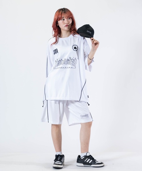 THRASHER（スラッシャー）の「【at】〔THRASHER/スラッシャー〕GAME SHORTS ファイアーパターンロゴ パイピング ゲームショーツ（その他パンツ・メンズ・ホワイト/グリーン/ブラック・MEDIUM/LARGE）」の13枚目の写真