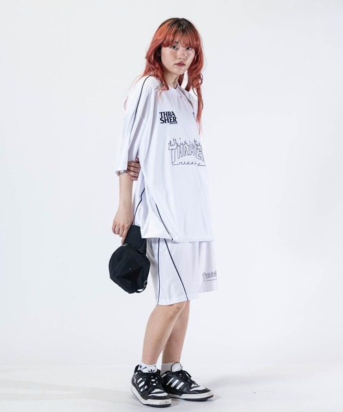THRASHER（スラッシャー）の「【at】〔THRASHER/スラッシャー〕GAME SHORTS ファイアーパターンロゴ パイピング ゲームショーツ（その他パンツ・メンズ・ホワイト/グリーン/ブラック・MEDIUM/LARGE）」の14枚目の写真
