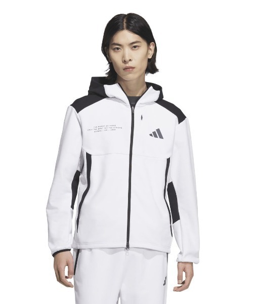 adidas(アディダス)の「アディダス adidas Adptn レギュラーフィット テクスチャード ダブルニット フード付きトラックジャケット(ジャージ・メンズ・ブラック/ホワイト/オリーブ・S/M/L/LL/3L)」の1枚目の写真