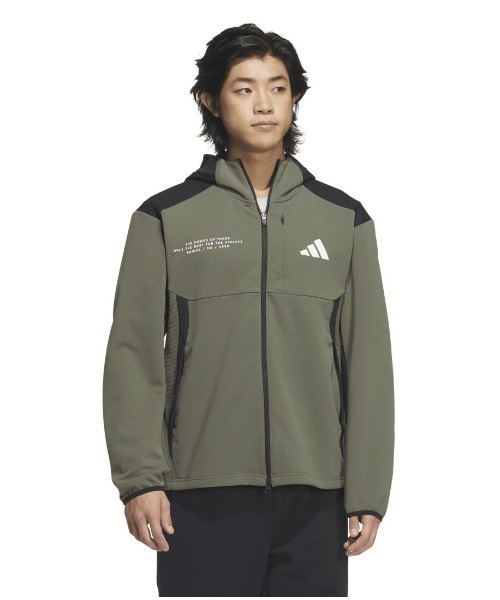 adidas(アディダス)の「アディダス adidas Adptn レギュラーフィット テクスチャード ダブルニット フード付きトラックジャケット(ジャージ・メンズ・ブラック/ホワイト/オリーブ・S/M/L/LL/3L)」の3枚目の写真
