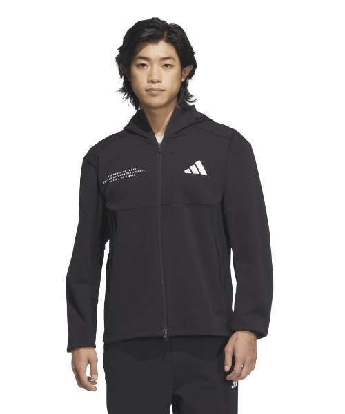 adidas(アディダス)の「アディダス adidas Adptn レギュラーフィット テクスチャード ダブルニット フード付きトラックジャケット(ジャージ・メンズ・ブラック/ホワイト/オリーブ・S/M/L/LL/3L)」の2枚目の写真