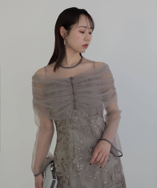 Leja（レジャ）の「【LEJA】チュールオフショルダー花柄Iライン