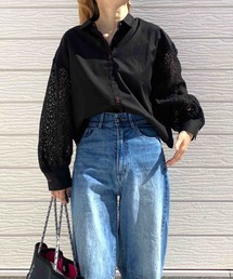 Q | 袖レースBOXシャツ(シャツ/ブラウス)