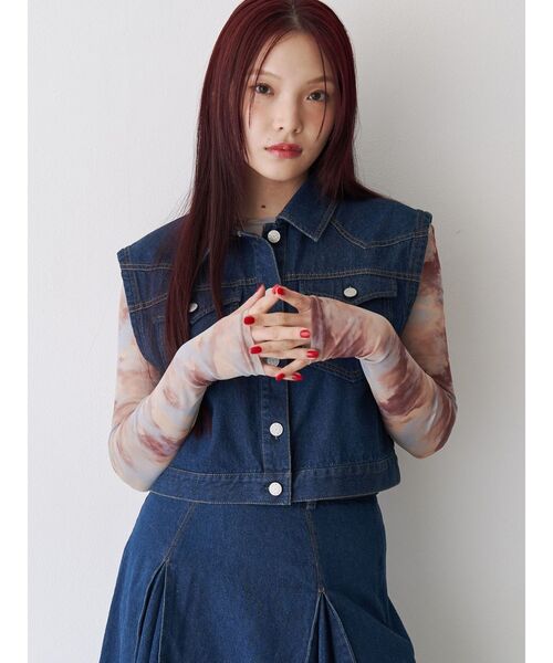 jouetie（ジュエティ）の「ニュアンスパターンシアートップス（Tシャツ/カットソー・レディース・ブルー/ベージュ・MEDIUM）」の7枚目の写真