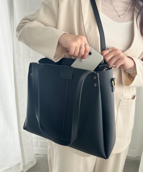 セール】【A4収納可能】PUダブルショルダートートバッグ