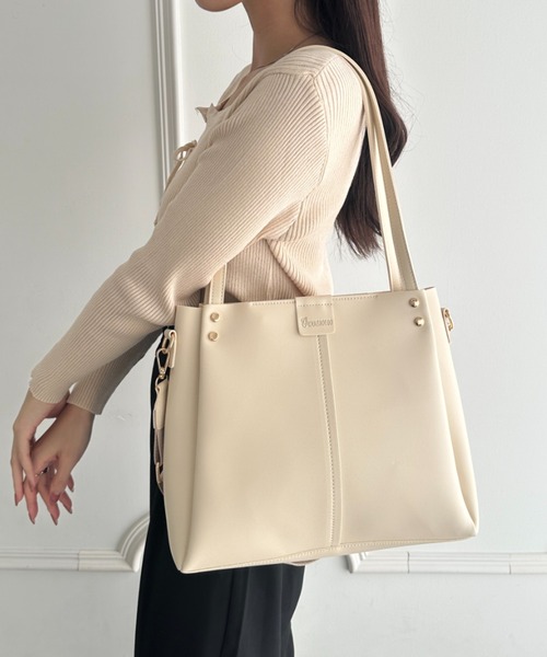 セール】【A4収納可能】通勤・通学 PUダブルショルダートートバッグ