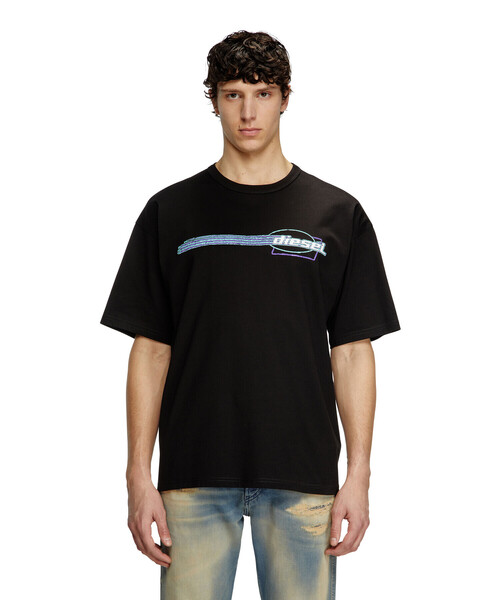 Tシャツ・カットソー ZEWEL T-SHIRT Men's T-shirt with slogan print | Black | Diesel