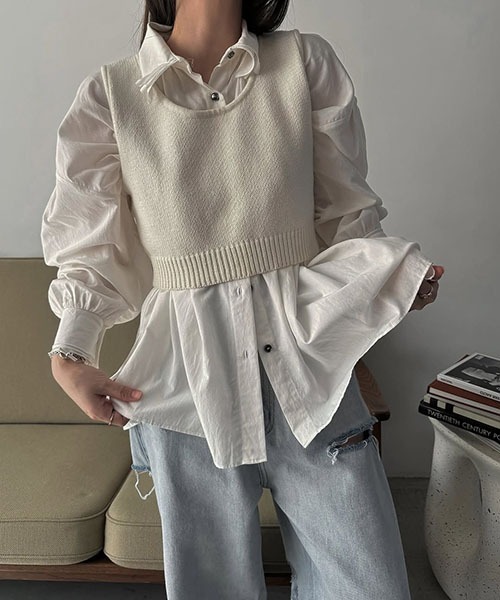 WILLFULLY（ウィルフリー）の「collar & cuffs triple layered over SH（シャツ/ブラウス・レディース・ピンク/ホワイト/イエロー系/サックスブルー・FREE）」の10枚目の写真