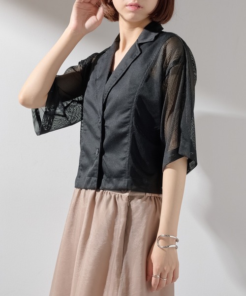 メゾンブリーズレヴール MAISON BREEZE reveur メッシュシャツジャケット trc （ブラック） メゾンブリーズレヴール MAISON BREEZE reveur メッシュシャツ