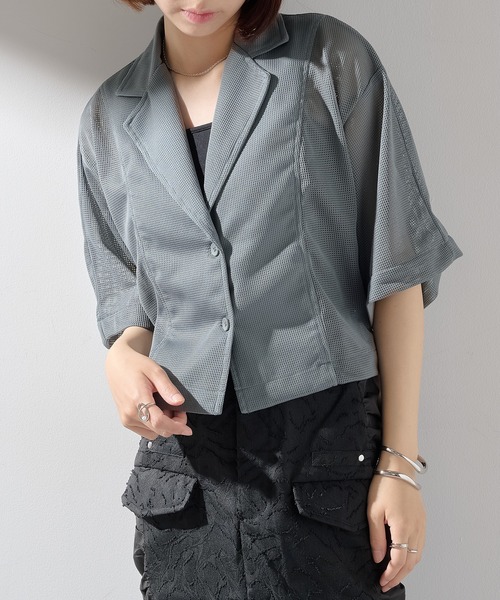 メゾンブリーズレヴール MAISON BREEZE reveur メッシュシャツジャケット trc （ブラック） メゾンブリーズレヴール MAISON BREEZE reveur メッシュシャツ