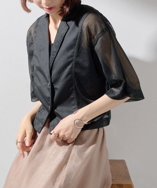 メゾンブリーズレヴール MAISON BREEZE reveur メッシュシャツジャケット trc （グレー） セール】【MAISON BREEZE reveur】メッシュシャツジャケット trc