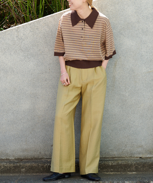 セール】ハイゲージシアーポロシャツニットプルオーバー（ニット