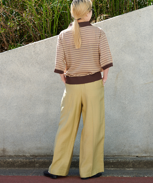 セール】ハイゲージシアーポロシャツニットプルオーバー（ニット