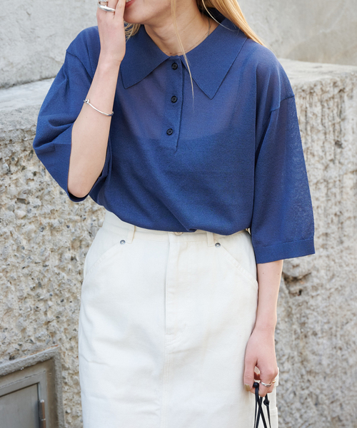 新品　PGG ピージージー　ポロシャツ　ポロニットプルオーバー　Lサイズ SALE！40%OFF】TUTIE ツチエ ニットポロ ポロシャツ コットン