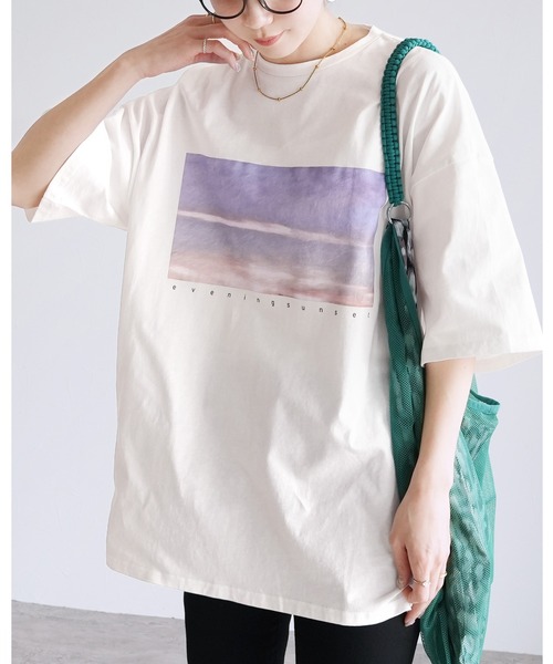 reca(レカ)の「転写プリント5分丈オーバーサイズプルオーバー(Tシャツ/カットソー・レディース・ブラック系1/ホワイト系1・M)」の2枚目の写真