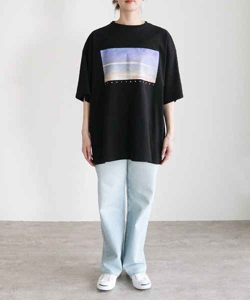 reca(レカ)の「転写プリント5分丈オーバーサイズプルオーバー(Tシャツ/カットソー・レディース・ブラック系1/ホワイト系1・M)」の11枚目の写真