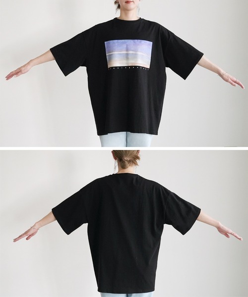 reca(レカ)の「転写プリント5分丈オーバーサイズプルオーバー(Tシャツ/カットソー・レディース・ブラック系1/ホワイト系1・M)」の14枚目の写真