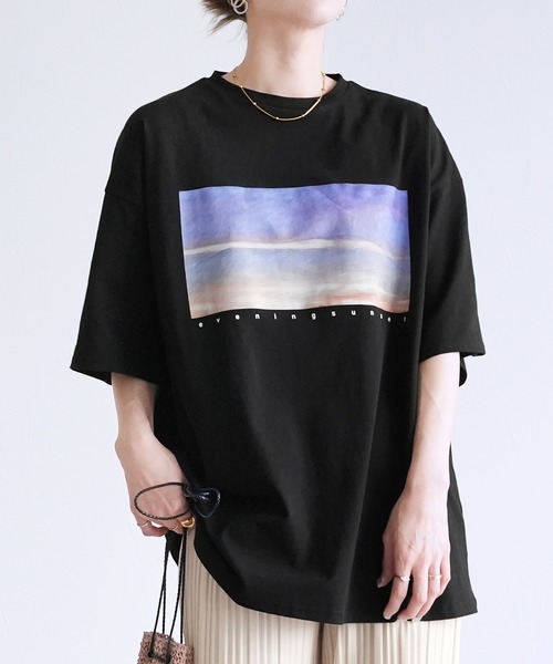 reca(レカ)の「転写プリント5分丈オーバーサイズプルオーバー(Tシャツ/カットソー・レディース・ブラック系1/ホワイト系1・M)」の7枚目の写真