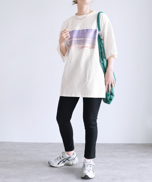 reca(レカ)の「転写プリント5分丈オーバーサイズプルオーバー(Tシャツ/カットソー・レディース・ブラック系1/ホワイト系1・M)」の4枚目の写真
