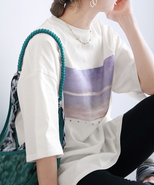 reca(レカ)の「転写プリント5分丈オーバーサイズプルオーバー(Tシャツ/カットソー・レディース・ブラック系1/ホワイト系1・M)」の6枚目の写真