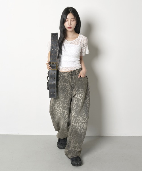 FOLLOWIN（フォロウィン）の「[2025SS][FLW MADE]リボンショルダーパフレースブラウス（Tシャツ/カットソー・レディース・ホワイト/ブラック・FREE）」の9枚目の写真