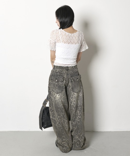 FOLLOWIN（フォロウィン）の「[2025SS][FLW MADE]リボンショルダーパフレースブラウス（Tシャツ/カットソー・レディース・ホワイト/ブラック・FREE）」の16枚目の写真