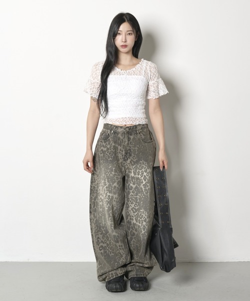 FOLLOWIN（フォロウィン）の「[2025SS][FLW MADE]リボンショルダーパフレースブラウス（Tシャツ/カットソー・レディース・ホワイト/ブラック・FREE）」の15枚目の写真