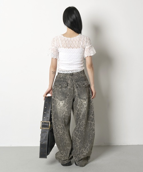 FOLLOWIN（フォロウィン）の「[2025SS][FLW MADE]リボンショルダーパフレースブラウス（Tシャツ/カットソー・レディース・ホワイト/ブラック・FREE）」の13枚目の写真