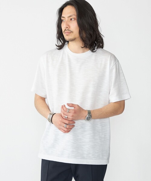 SHIPS(シップス)の「SHIPS: リネン ライク スラブ ショートスリーブ Tシャツ(Tシャツ/カットソー・メンズ・ロイヤルブルー/マスタード/ライトグレー/ホワイト・SMALL/X-LARGE/LARGE/MEDIUM)」の2枚目の写真