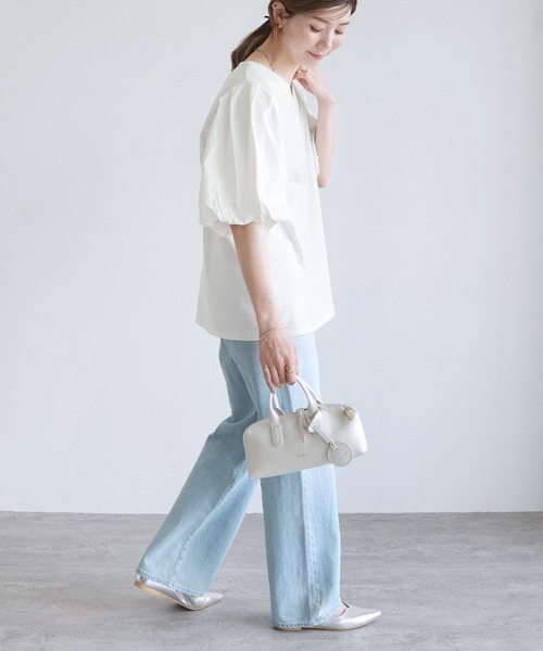 reca(レカ)の「コットンパフスリーブTシャツ(Tシャツ/カットソー・レディース・ミント/オフホワイト/ブラック・M-L)」の11枚目の写真