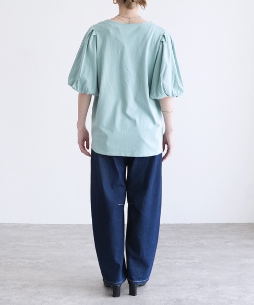 reca(レカ)の「コットンパフスリーブTシャツ(Tシャツ/カットソー・レディース・ミント/オフホワイト/ブラック・M-L)」の9枚目の写真
