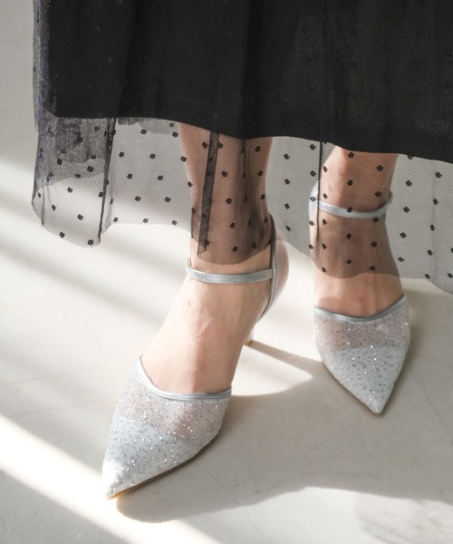 AmiAmi（アミアミ）の「【2026新カラー登場！】ポインテッドトゥセパレートチュールパンプス /オケージョン（パンプス・レディース・ライトグレー/ブラック/アイボリー/ベージュ/ブラック系その他/ベージュ系その他/ピンク/ライトブルーグレー/ブラック系その他3/シルバー系その他/ゴールド系その他/ブラック系その他2・L/LL/M/S）」の11枚目の写真