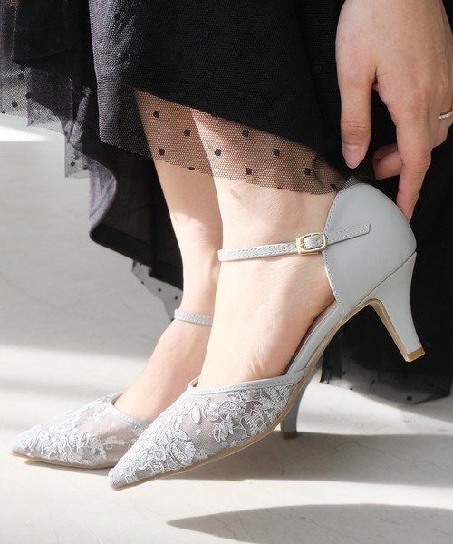 AmiAmi（アミアミ）の「【2026新カラー登場！】ポインテッドトゥセパレートチュールパンプス /オケージョン（パンプス・レディース・ライトグレー/ブラック/アイボリー/ベージュ/ブラック系その他/ベージュ系その他/ピンク/ライトブルーグレー/ブラック系その他3/シルバー系その他/ゴールド系その他/ブラック系その他2・L/LL/M/S）」の8枚目の写真