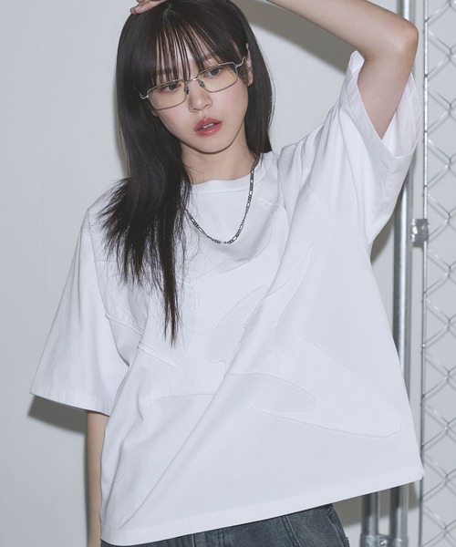 MSG(エムエスジー)の「ヴィンテージライクアップリケロゴパッチTシャツ【UNISEX】(Tシャツ/カットソー・メンズ・ブラック/ホワイト/グレー系/ブラック系・S/M/L/XL)」の5枚目の写真