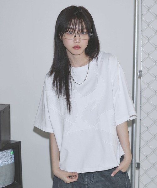 MSG(エムエスジー)の「ヴィンテージライクアップリケロゴパッチTシャツ【UNISEX】(Tシャツ/カットソー・メンズ・ブラック/ホワイト/グレー系/ブラック系・S/M/L/XL)」の6枚目の写真