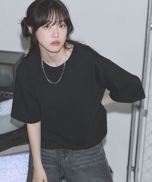 MSG(エムエスジー)の「ヴィンテージライクアップリケロゴパッチTシャツ【UNISEX】(Tシャツ/カットソー・メンズ・ブラック/ホワイト/グレー系/ブラック系・S/M/L/XL)」の14枚目の写真
