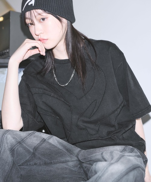 MSG(エムエスジー)の「ヴィンテージライクアップリケロゴパッチTシャツ【UNISEX】(Tシャツ/カットソー・メンズ・ブラック/ホワイト/グレー系/ブラック系・S/M/L/XL)」の21枚目の写真
