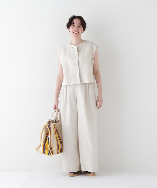 human woman(ヒューマンウーマン)の「◆【WEB・一部店舗限定】リネンボックスブラウス(シャツ/ブラウス・レディース・ホワイト系その他/ピンク・MEDIUM)」の12枚目の写真