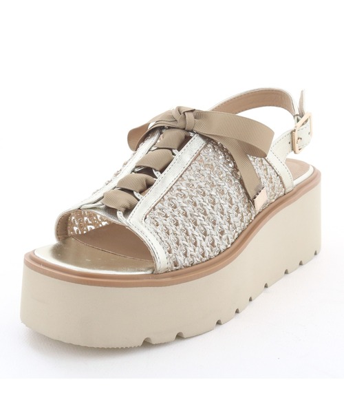 あしながおじさん(アシナガオジサン)の「軽量|厚底リボンサンダル 7210145(サンダル・レディース・ブラック/プラチナム・22.5cm/23cm/23.5cm/24cm/24.5cm)」の4枚目の写真