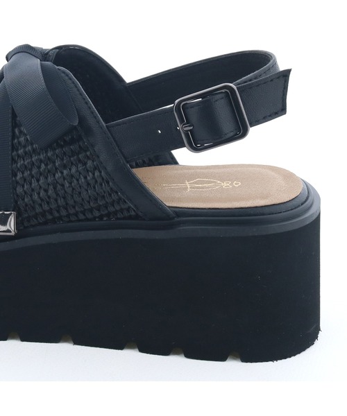 あしながおじさん(アシナガオジサン)の「軽量|厚底リボンサンダル 7210145(サンダル・レディース・ブラック/プラチナム・22.5cm/23cm/23.5cm/24cm/24.5cm)」の16枚目の写真