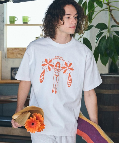 UN-FILLED（アンフィルド）の「mt9705- GERBERA GRID GIRL HEAVY WEIGHT T-SHIRT Tシャツ（Tシャツ/カットソー・メンズ・ホワイト/サンドベージュ・M/L/XL）」の3枚目の写真